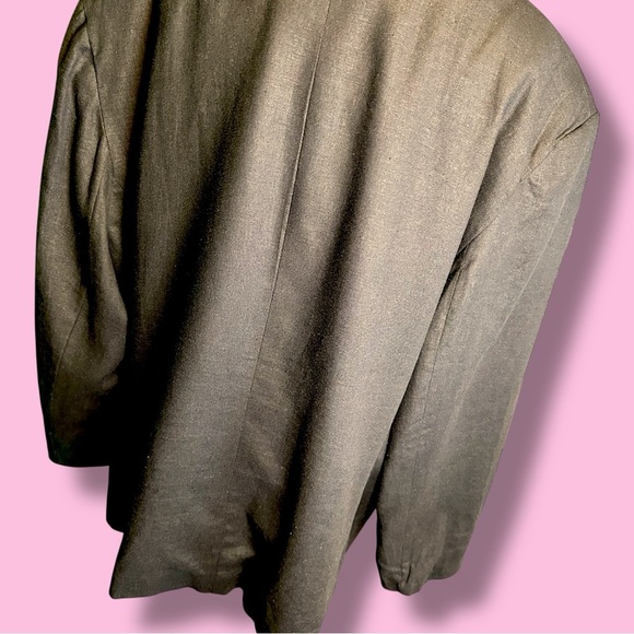 Sandro Vintage Black Linen-Blend Blazer with Pearl Shell Buttons Plus Size 22 - Picture 13 of 14